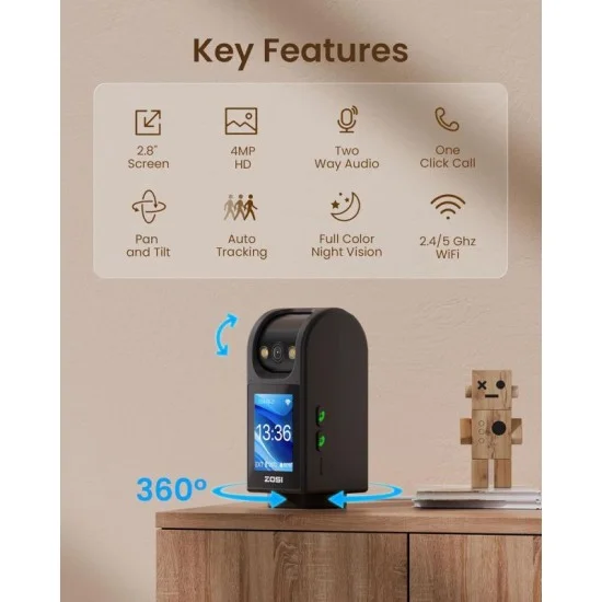 Zosi 4.0Mp Indoor 2 Way Video Calling Camera